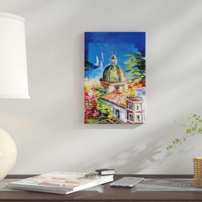 « positano », reproduction sur toile, H 40 po x l 26 po x P 1,5 po, Pas de tapis, Toile tendue