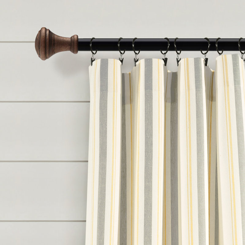 95" Yellow and Gray Cotton Blend Light-Filtering Rod Pocket Curtain Panels