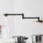 Robinet de remplissage en laiton, robinet de remplissage de robinet noir et or, robinets de robinet de cuisine pliables à fixation murale, robinet de remplissage rétractable à un trou avec deux poignées pour poêle à évier