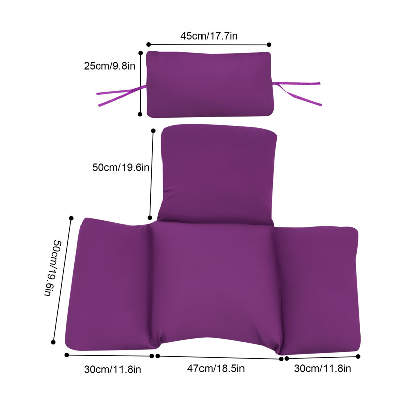 Coussin de siège / dossier extérieur 1 pièce avec coussin de panier suspendu, Mauve