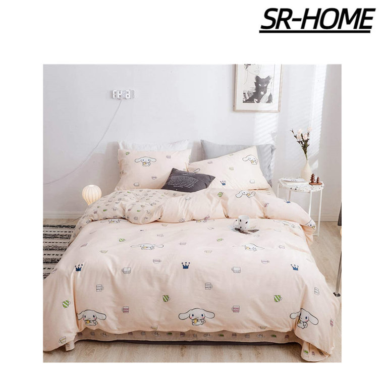 Girls Duvet Cover Twin Floral Aesthetic Bedding Sets White Pink
