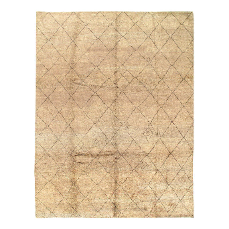 Moroccan Wool Geometric Area Rug in Ivory