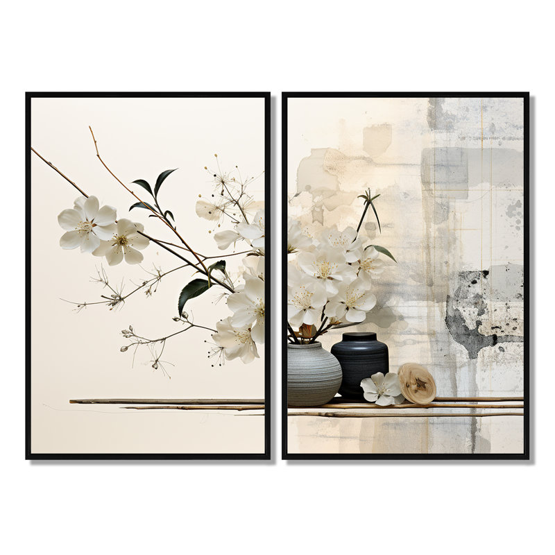 «Asian Art Sumie Zen II - People Asian Art», reproduction d'art sur toile, 36" H x 48" W, Impression encadrée flottante