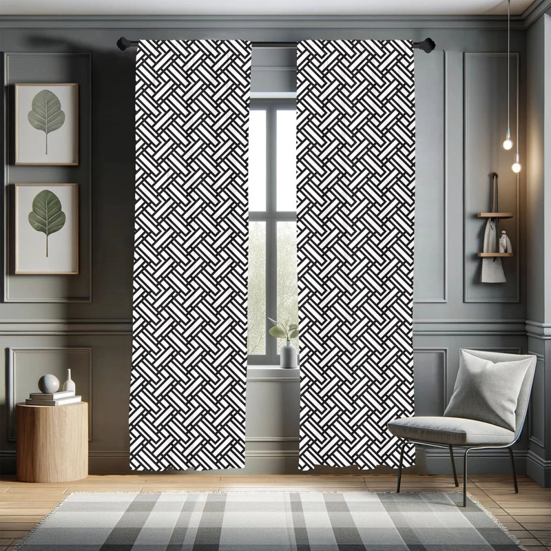 Panneau coulissant géométrique semi-diaphane avec passe-tringle, 28 po x 95 po