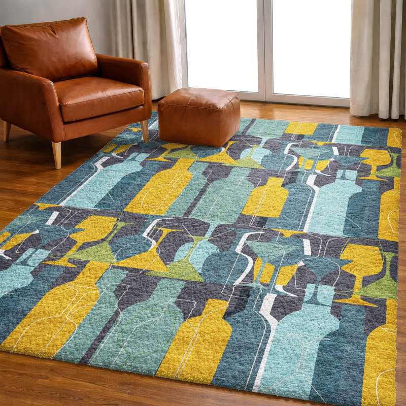 Premium Machine Washable Dream Shag ADS168 Martini and Wine Rug, 3' x 5'