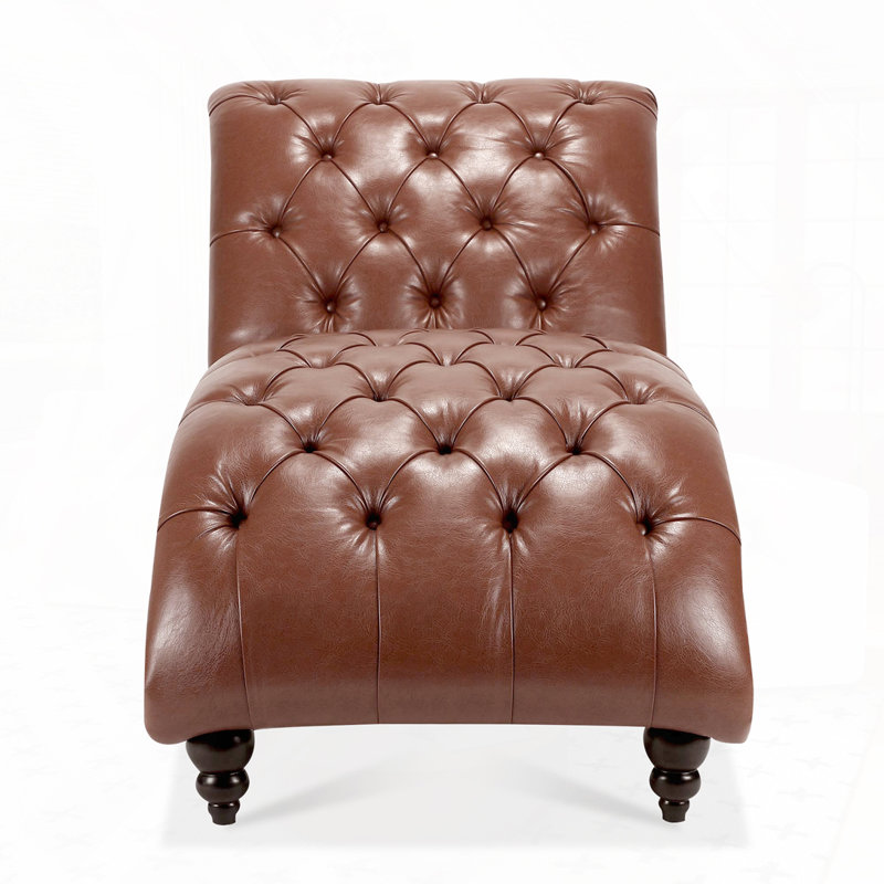 Chaise longue sans accoudoirs en similicuir Ambar, Similicuir brun