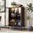 Freestanding Display Cabinet, Pantry With 2 Storage Drawers And Glass Doors, Curio Cabinet With 4-Tier Adjustable Shelves And LED Light, For Living Room, Kitchen, Office-2011686384