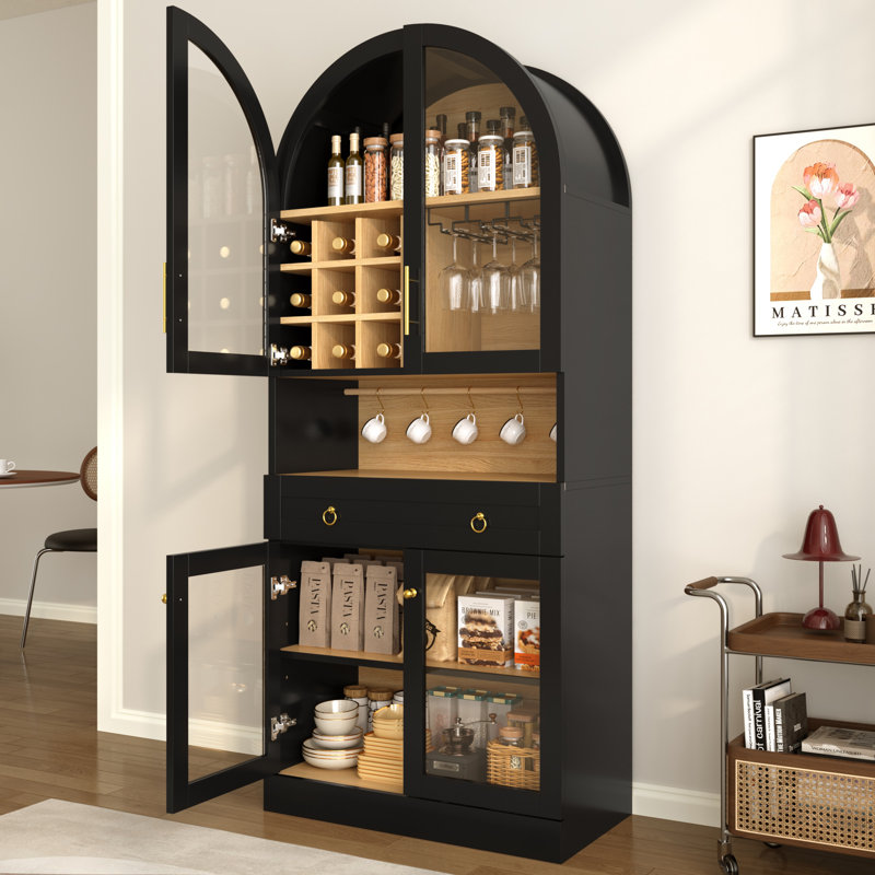 Bar Mid-Century avec tablette réglable Kate, Noir