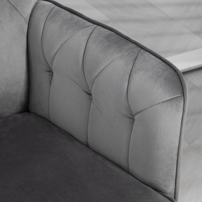 Velvet Desk Chair, Charcoal Grey