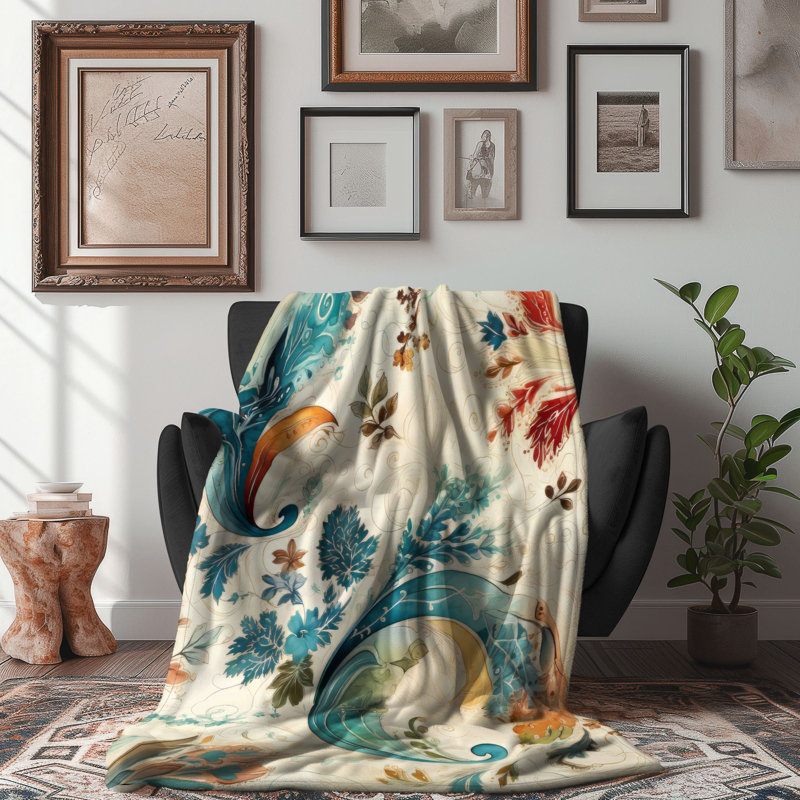 Paisley Watercolor - couverture sherpa de qualité supérieure 1 pièce, Lit simple