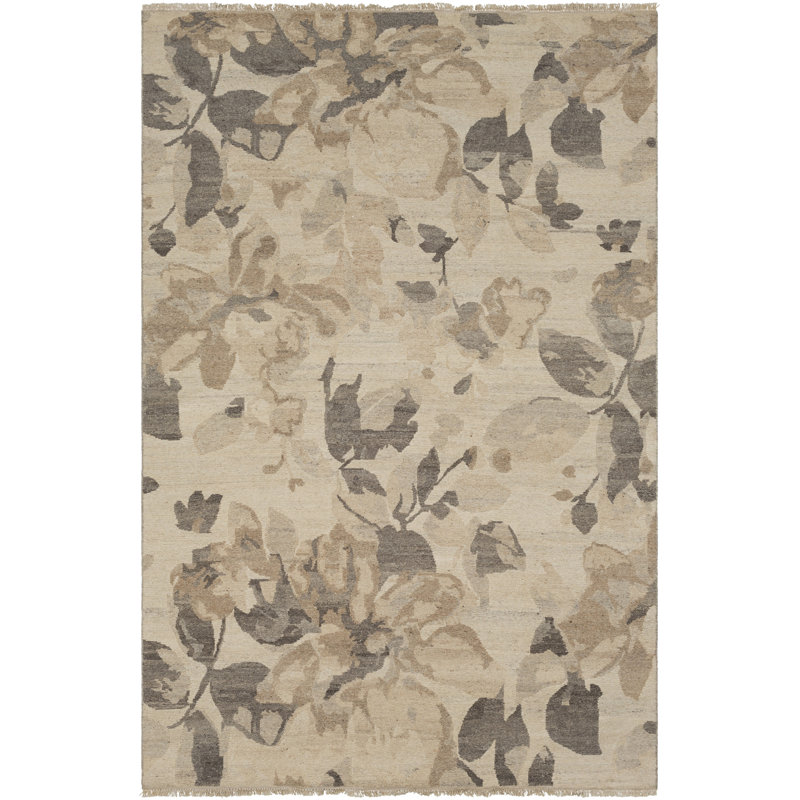 Ethereal Wool Geometric Area Rug in Beige, Rectangle 6' x 9'