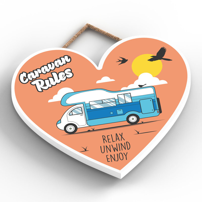 Caravan Rules - Novelty Print on MDF, 16cm H x 17cm W x 0.9cm D