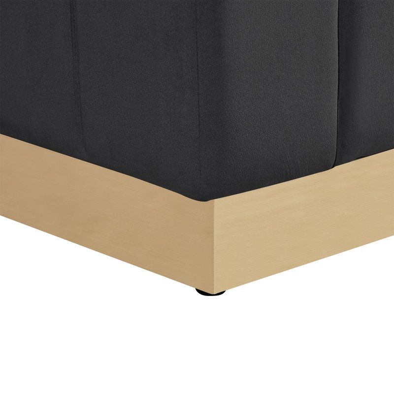 Canapé en velours de luxe Foxy avec bordure en laiton, l 87 po, entièrement assemblé, Espresso