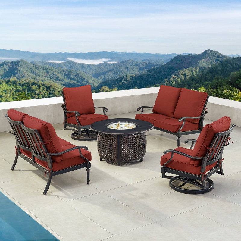 Paighton Outdoor 6 - Piece Conversation Set, Red