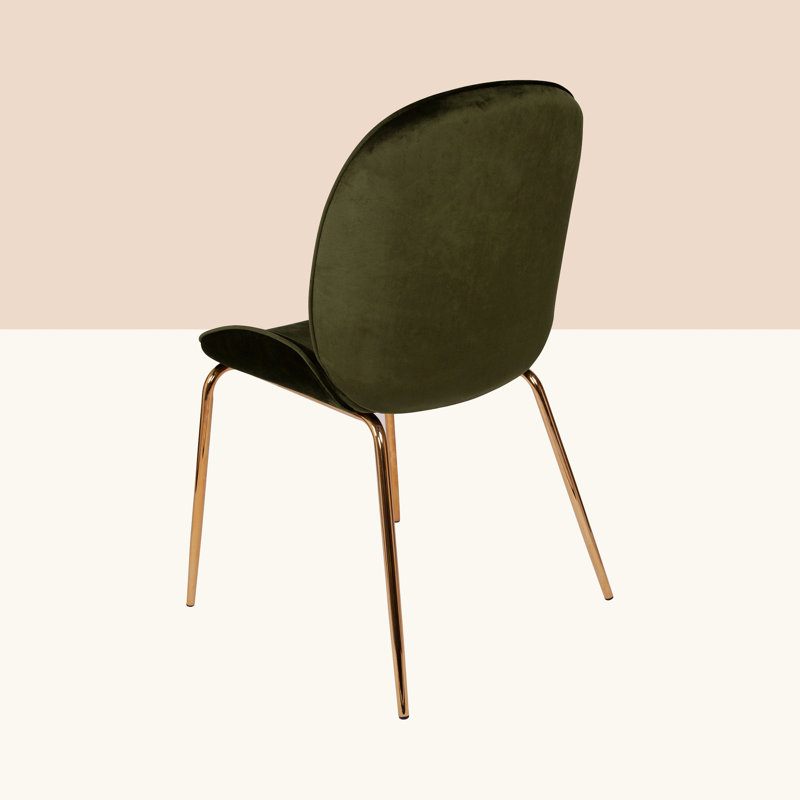 Lawson 58.0cm H Velvet Upholstered Side Chair, Green, Gold
