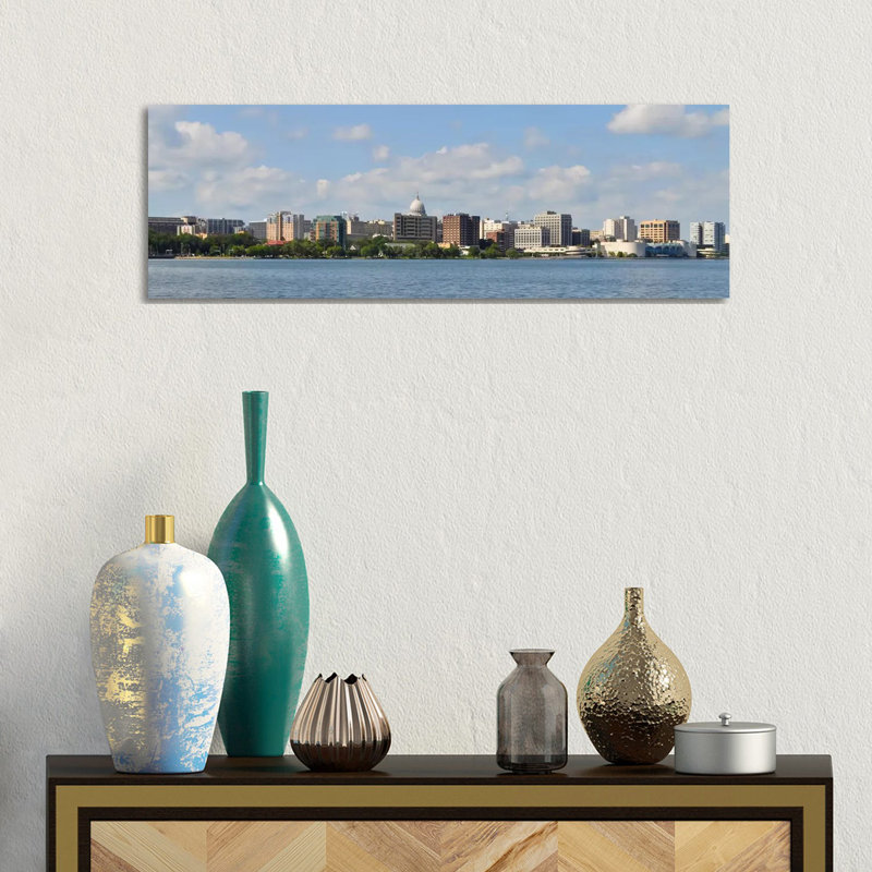 Madison Panoramic Skyline Cityscape - Wrapped Canvas Panoramic Print, 30.48 cm H x 91.44 cm W x 1.91 cm D