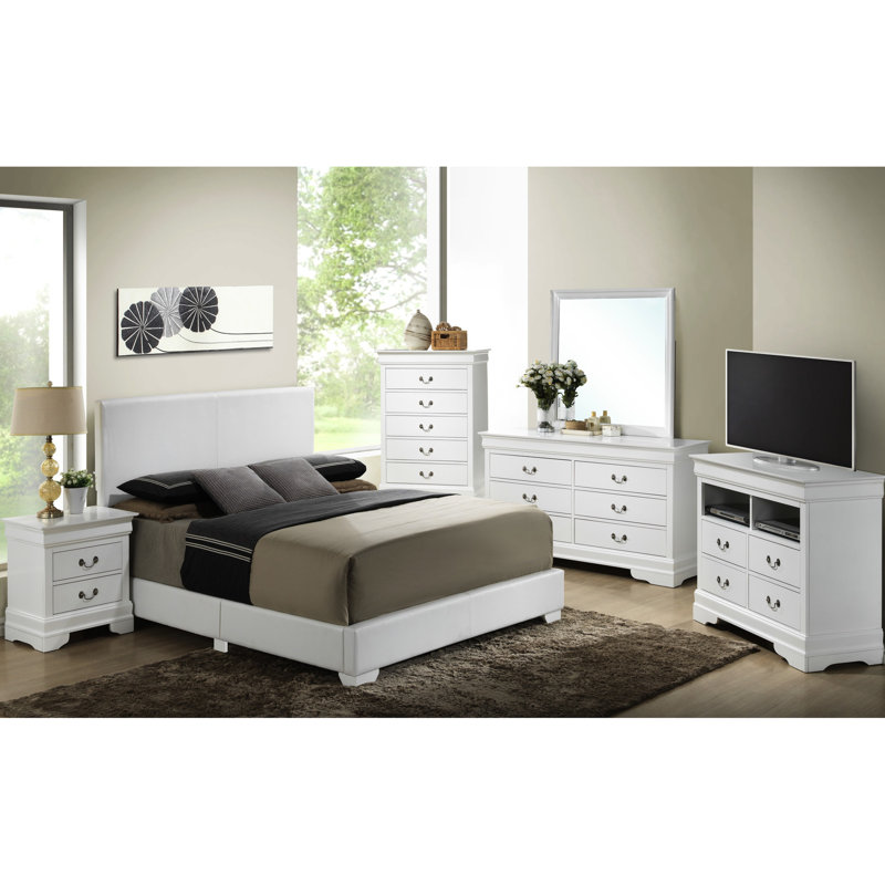 Très grand lit de couleur blanche - Glory Furniture G1890 avec rembourrage en mousse, création