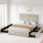 Faux Leather Platform Bed with 4 Storage Drawers, Adjustable Headboard, Diamond Tufted, White, Full/Queen/King Size-2069606205-2069606207