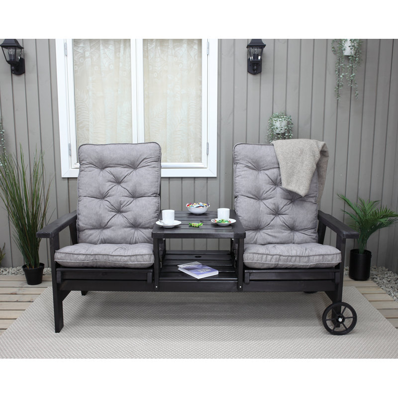 Sevyn Solid Wood Pine Outdoor Bench, Black