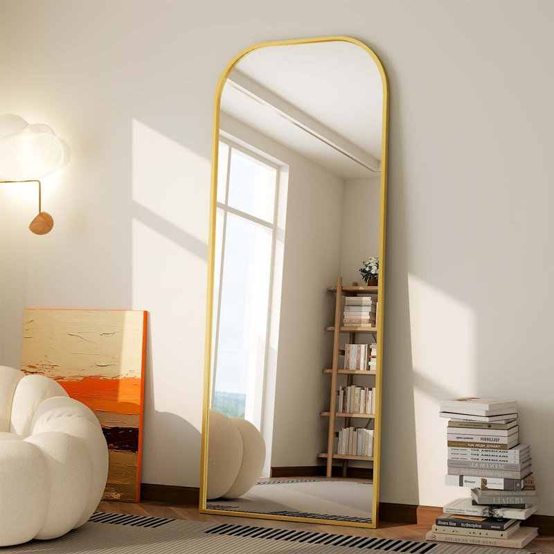 Marialys Aluminium Rectangle Floor Mirror, Gold