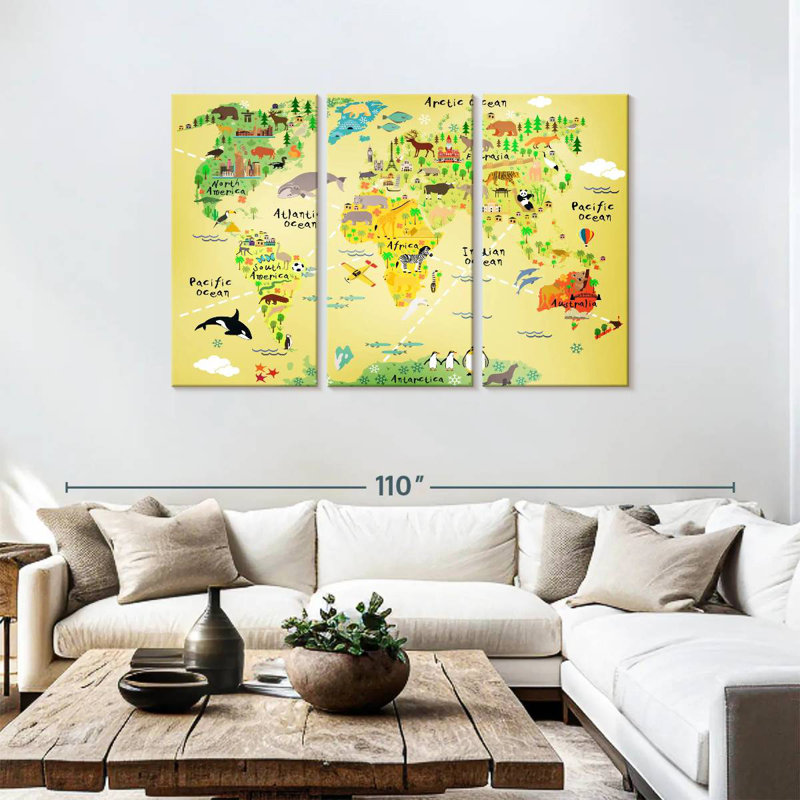 Keiri Educational Animal World Map, 48" H x 74" W