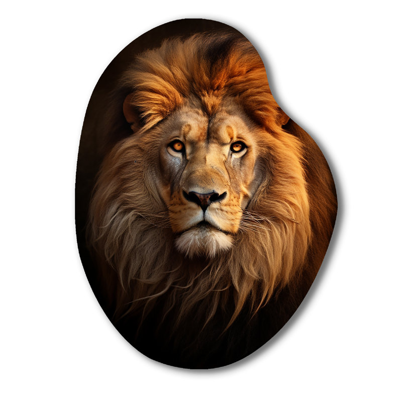Décoration murale irrégulière en métal Lion, H 38 po x l 28 po x P 1 po