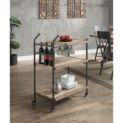 Versatile Modern Industrial Serving Cart With KD Structure, Durable Metal Legs, And Spacious Shelves For Easy Mobility And Storage.