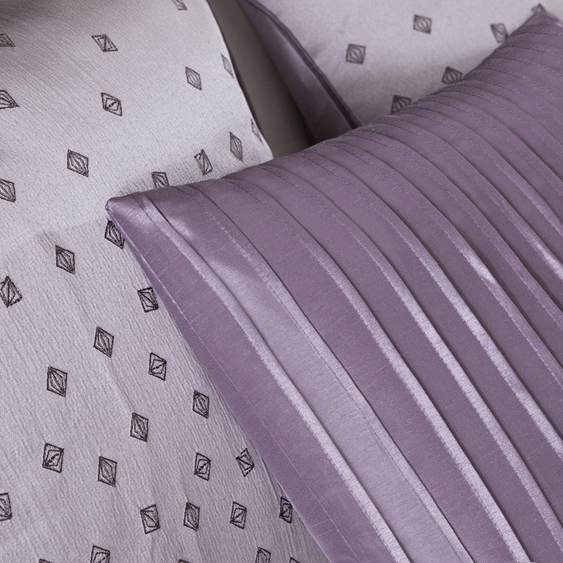 Ensemble d'édredon 7 pièces Jaquard - mauve, Très grand + 1 édredon + 5 coussins + 1 jupe de 