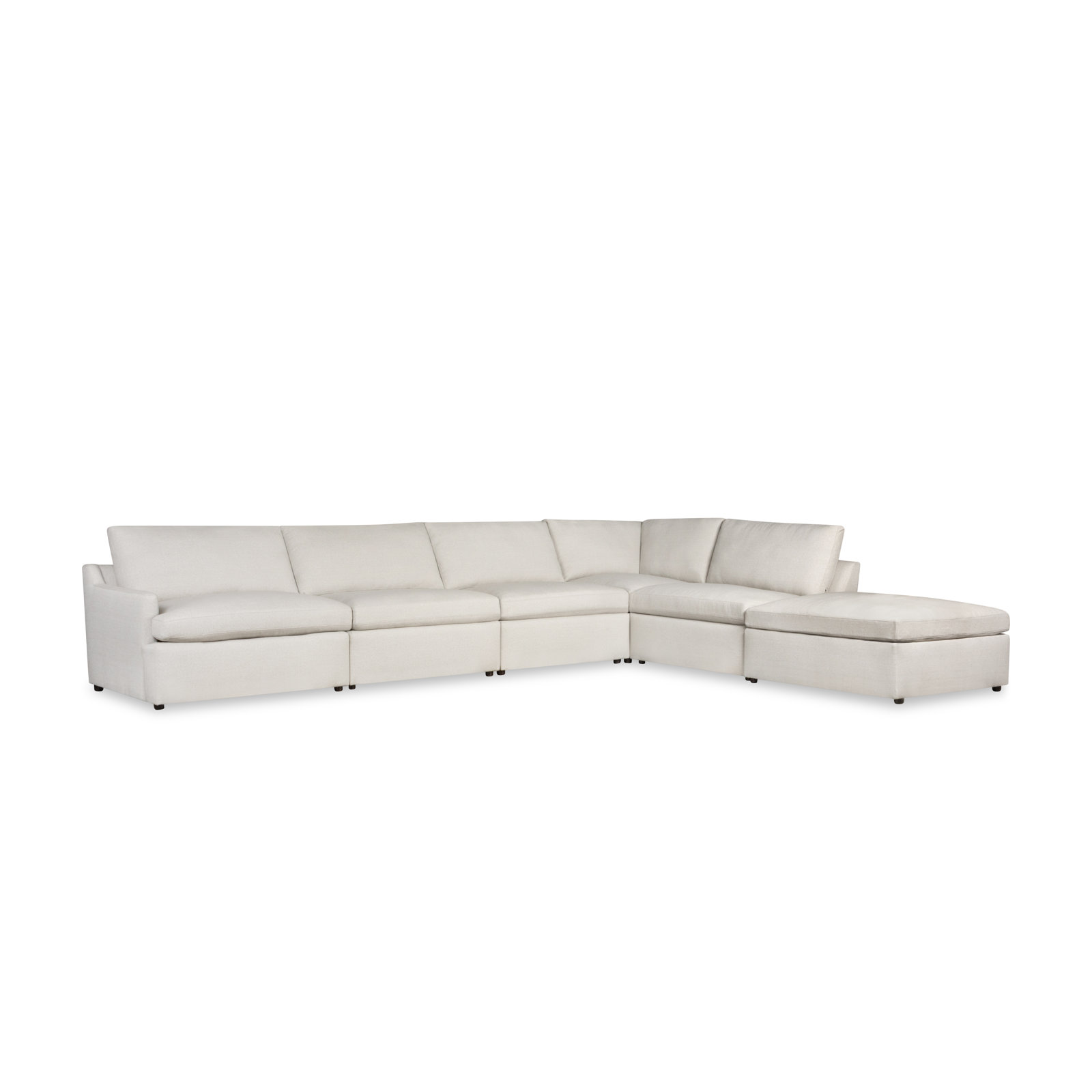 Essex 6-Piece Upholstered Modular Sectional, Macarena Light Gray Basketweave Fabric, Right Hand Facing