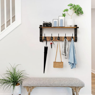 Crochets muraux avec tablette Portemanteau mural pour sac à dos Porte-clés Tablette flottante murale suspendue dans le vestibule, salon