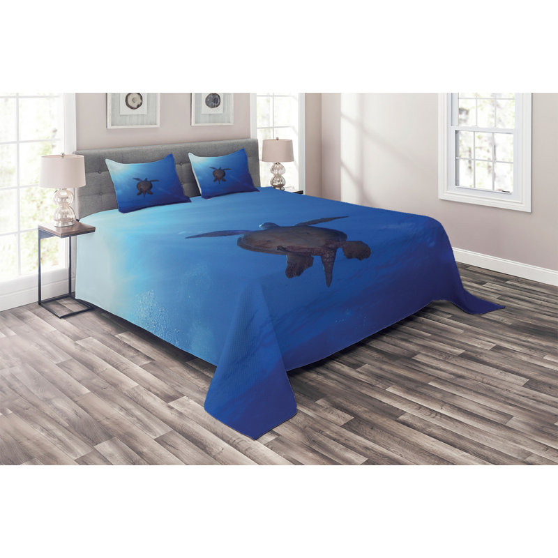 Hypnotic Coastal Polyester Coverlet, King Bedspread + 2 Shams