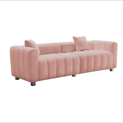 Premium Velvet Sofa 3-Seater Loveseat, Modern Bubble Upholstered Couch With Metal Base Legs And 2 Pillows For Living Room, Bedroom.
