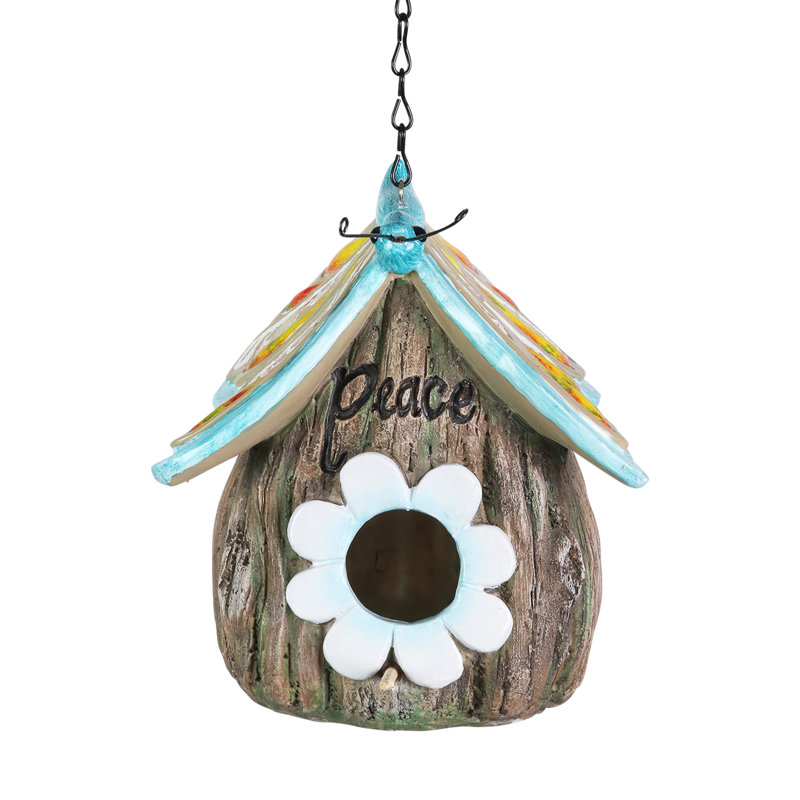 Exhart Butterfly Roof Peace Acorn Hanging Bird House, 7 Inch