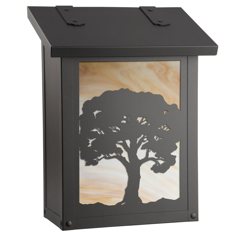 Boîte aux lettres murale verical chêne tree, Miel, Noir texturé