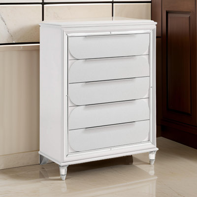 Hoxha Rara Tall Dresser Chest, 5 Drawer, Mirror Trim, Acrylic -  Rosdorf Park, F65D7EDF046E44A7BFC8E6C876F169A3