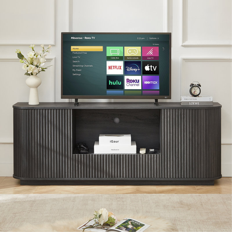 Armoire de rangement Wavy Design avec 2 portes et 1 tiroir, Noir