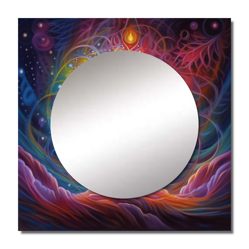 «The Energy Of Mystical Radiant Tree III», miroir carré à décor de paysage pour arbres, 23 po x 23 po