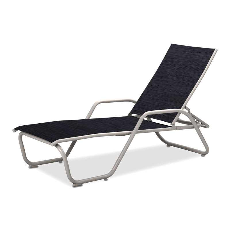 Outdoor Rust-Resistant Metal Chaise Lounge, Textured Snow, Collect Indigo