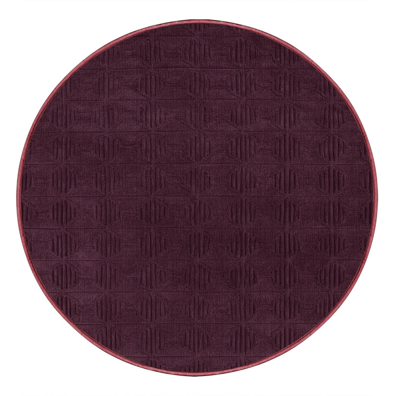 Machine Washable Trellis Red Area Rug, Round 5'