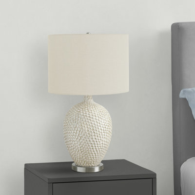 H 28 po, lampe de table, céramique crème, abat-jour ivoire / crème, contemporain, éclairage, lampe de table