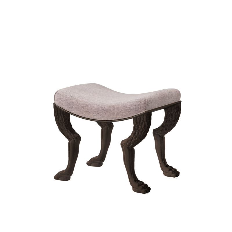 Nob Solid Wood Accent Stool, Espresso, Gray 1360-96
