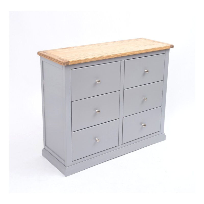 Millan 110cm W 6 - Drawer Chest of Drawers, Grey/Chrome