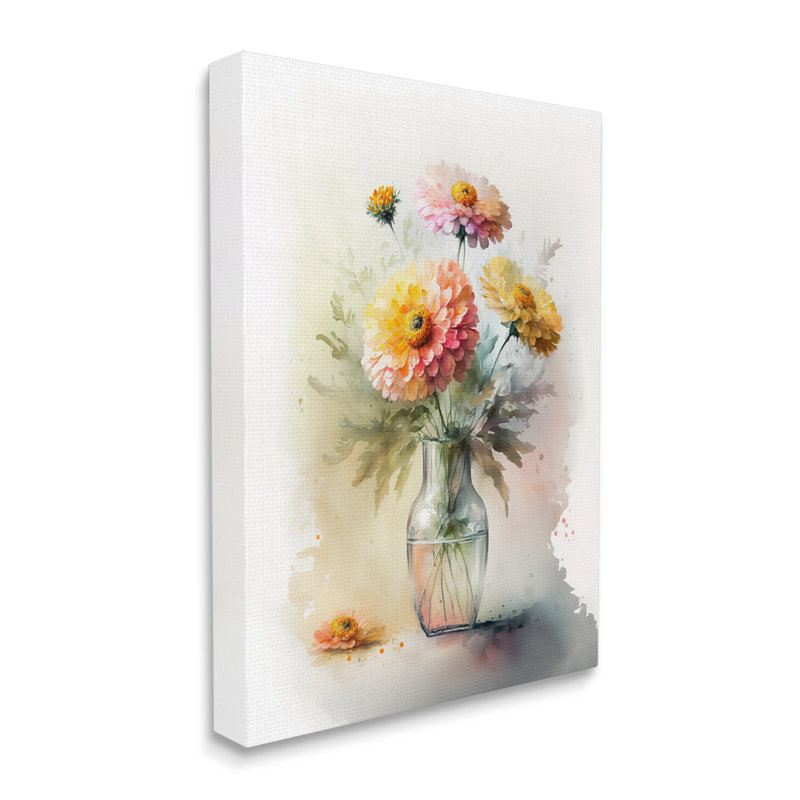Modern Dahlia Bouquet sur impression sur toile, H 20 po x l 16 po x P 1,5 po