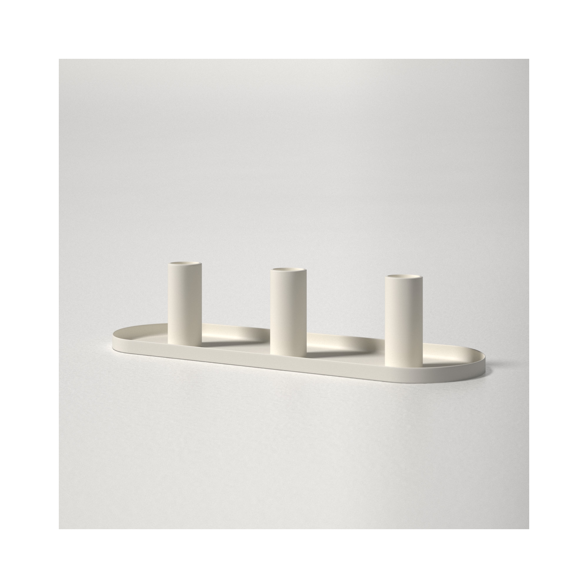 3 Piece Aluminum Tabletop Candlestick Set, White