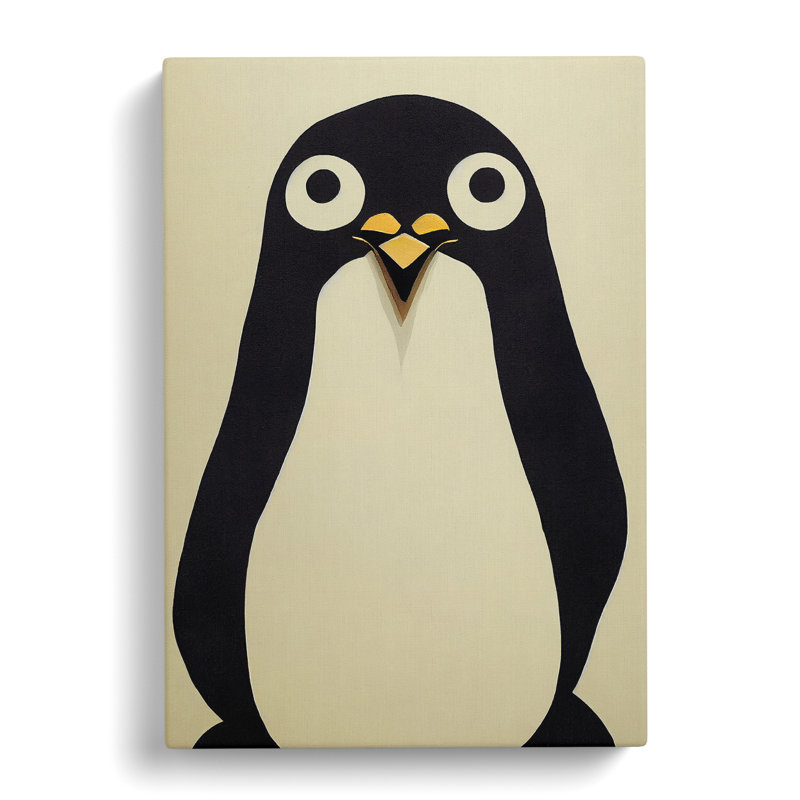 Paper Penguin No.2 - Wrapped Canvas, 50cm H x 35cm W x 3cm D