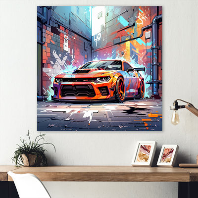 Graffiti Muscle Car III - impression sans cadre sur métal
