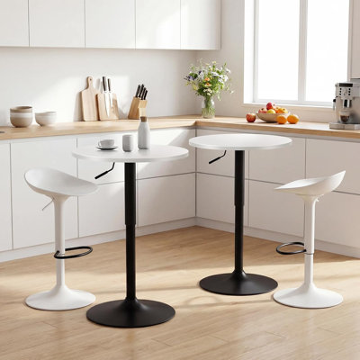 Ensemble de 2 tables de salle à manger rondes modernes de 23,6 po, tables à piédestal à base réglable pour cuisine, coin repas