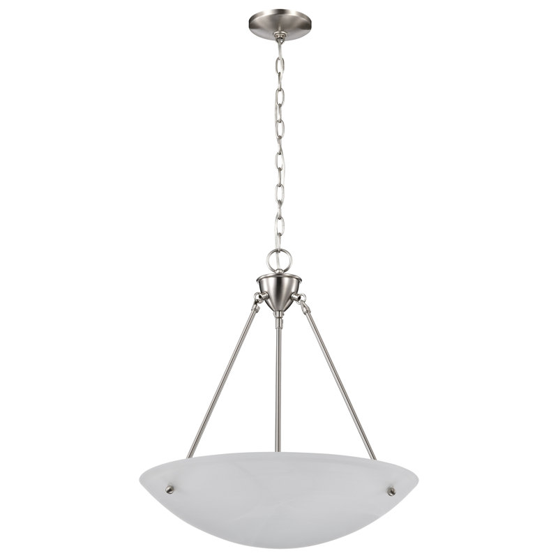 Soho Elegance Brushed Nickel 22.5" Alabaster Glass Bowl Pendant Light