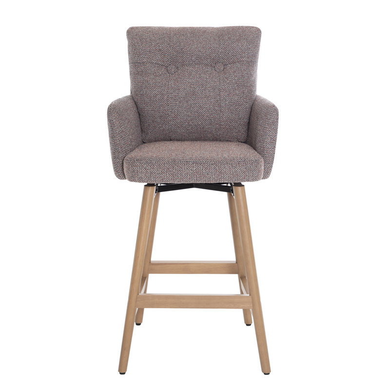 Swivel Upholstered Counter Stool with Solid Wood Frame, Pink