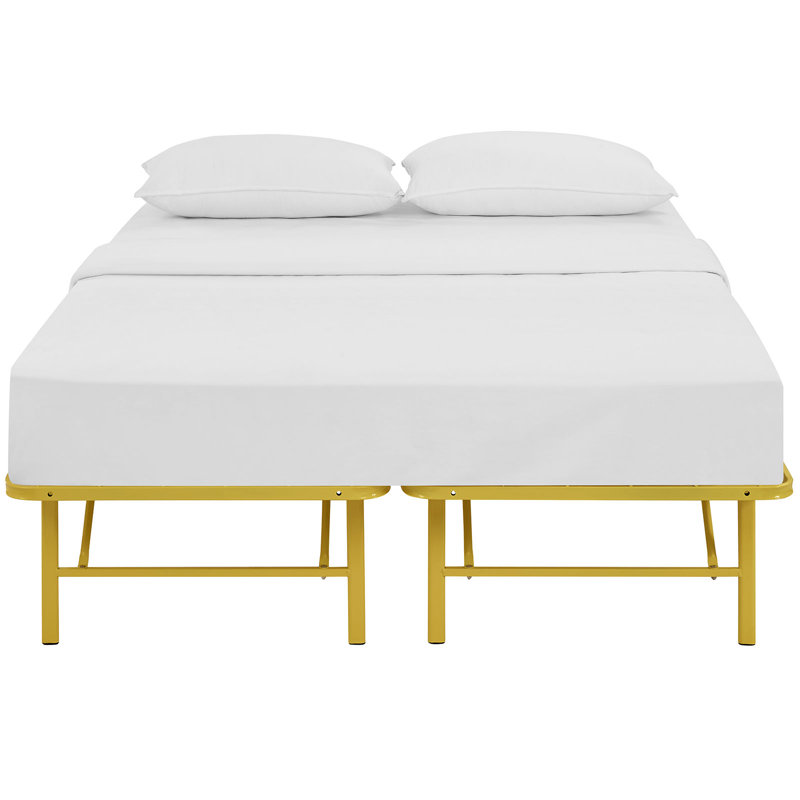 Modway Horizon Stainless Steel Bed Frame, Yellow, Queen